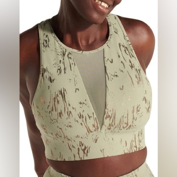 NWOT Halle Berry X Sweaty Betty Athena XS super soft bra green foil print - Picture 3 of 10